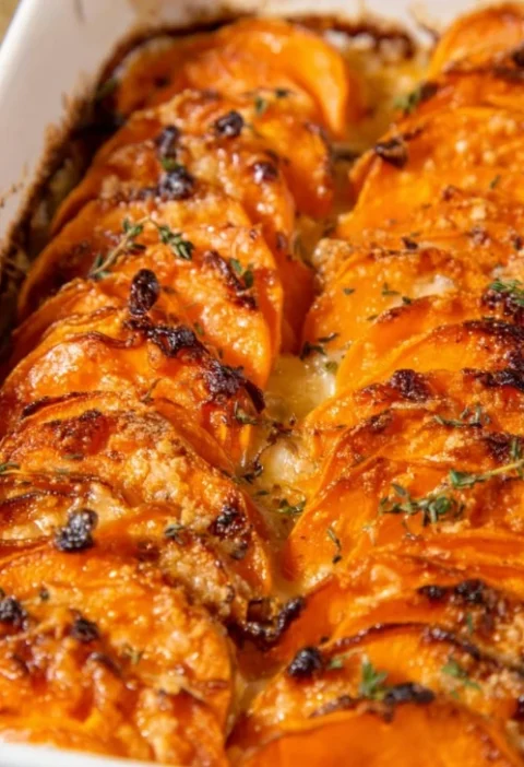 Easy Garlic Butter Scalloped Sweet Potatoes Recipe Homemade Scalloped Sweet Potatoes With Garlic Butter Best Garlic Butter...