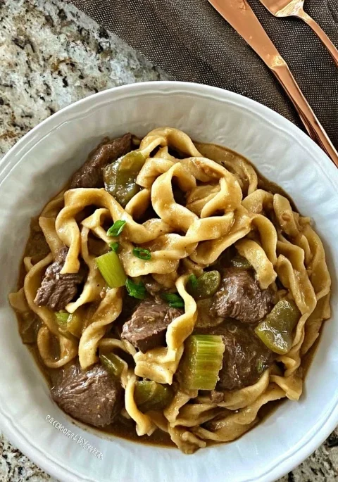 Homestyle Beef And Noodles Recipe Savory Beef Noodle Soup Homemade Slow-cooked Beef And Noodles Thick Noodle Dishes With B...