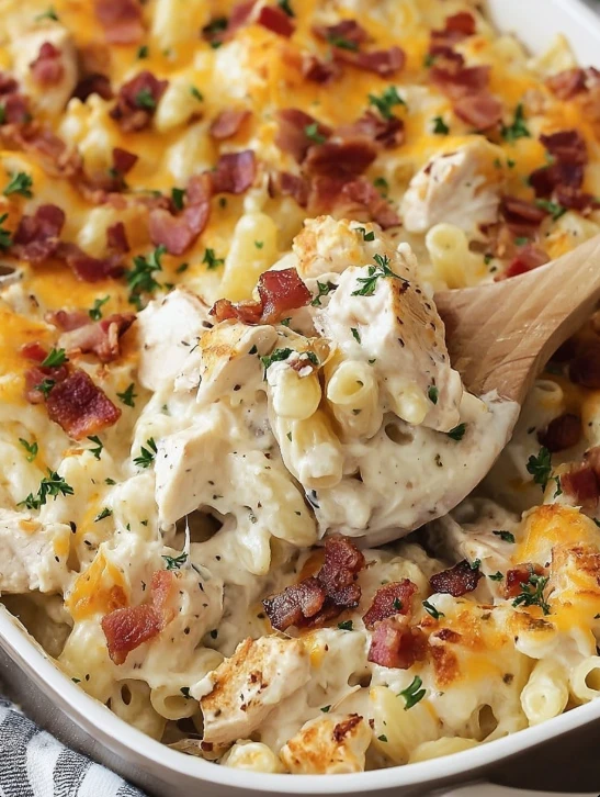 One-pan Chicken Bacon Ranch Casserole Recipe Easy Chicken Bacon Ranch Casserole Baked Chicken Bacon Ranch Casserole Quick ...