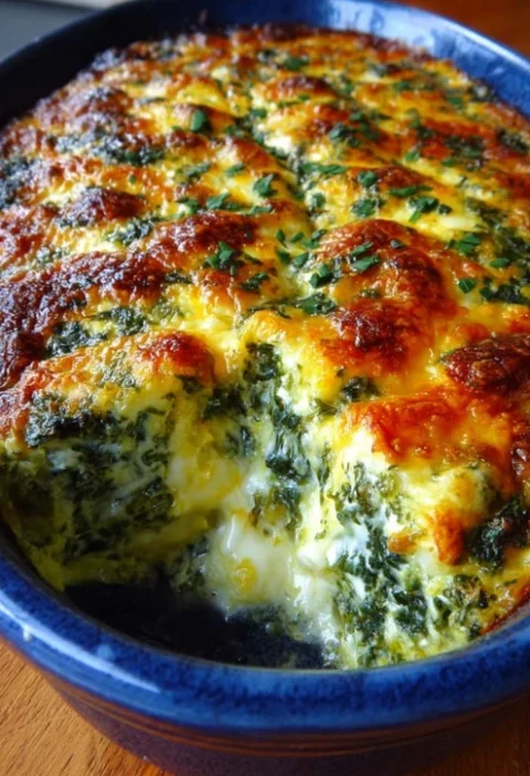 Oven-baked Spinach Feta Casserole Recipe Easy Spinach And Feta Breakfast Bake Healthy Breakfast Casserole With Spinach Glu...