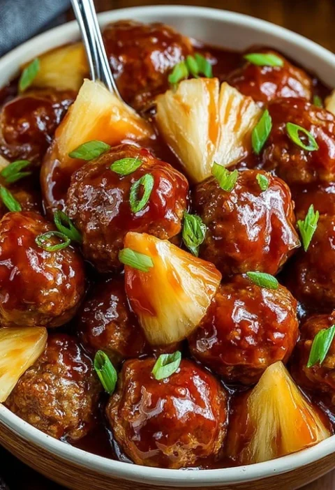 Slow Cooker Pineapple BBQ Meatballs Recipe Best Pineapple Barbecue Meatball Slow Cooker Easy Slow Cooker Pineapple Meatbal...