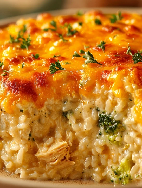 Southern Supper Broccoli Rice Chicken & Cheese Casserole