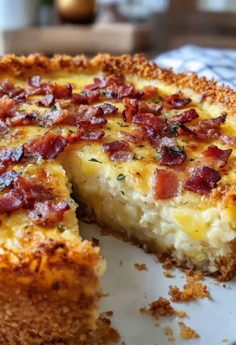 Bacon Cheese Hashbrown Quiche Recipe Gluten-free Bacon Cheese Quiche Easy Hashbrown Crust Quiche Keto Bacon Cheese Quiche ...