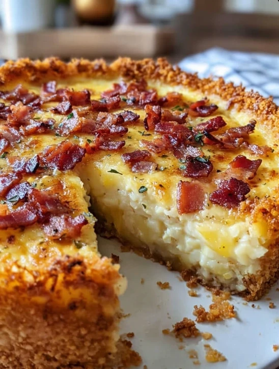 Bacon Cheese Hashbrown Quiche Recipe Gluten-free Bacon Cheese Quiche Easy Hashbrown Crust Quiche Keto Bacon Cheese Quiche ...