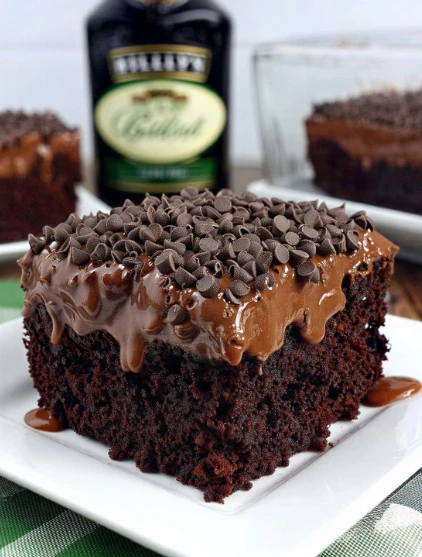 Baileys Irish Cream Chocolate Poke Cake Buttercream Frosting