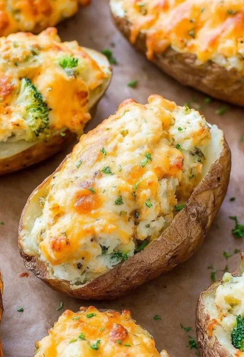 Broccoli Cheddar Twicebaked Potatoes