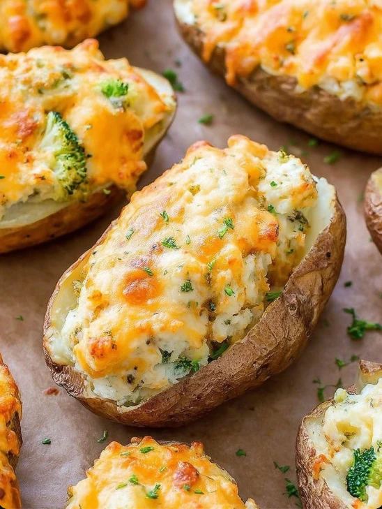 Broccoli Cheddar Twicebaked Potatoes