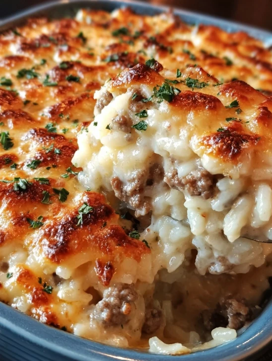 Cheesy Ground Beef Rice Casserole