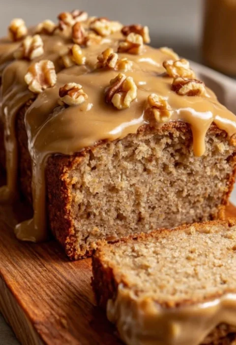 Classic Banana Bread With Caramel Walnut Glaze Recipe Best Caramel Walnut Glaze For Banana Bread Easy Banana Bread With Ca...