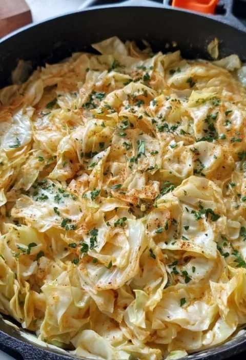 Creamy Garlic Alfredo Tender Cabbage