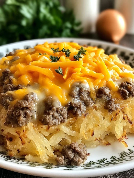 Creamy Hamburger Hash Brown Casserole