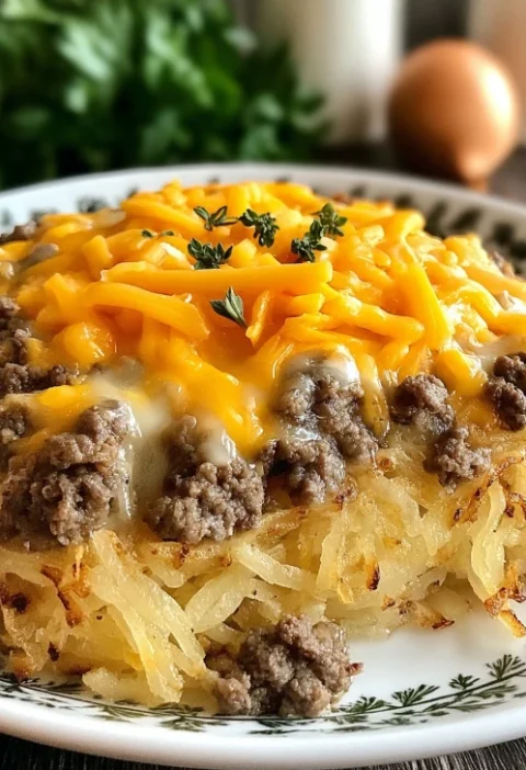 Creamy Hamburger Hash Brown Casserole