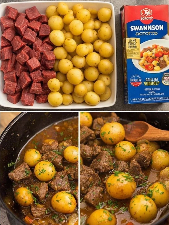 Crockpot Garlic Butter Beef Bites and Potatoes