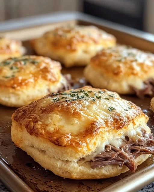 Easy Baked French Dip Biscuits Recipe Homemade French Dip Biscuit Sliders Best Cheese For French Dip Biscuits French Dip B...
