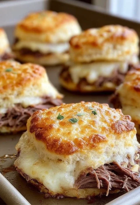 Easy Baked French Dip Biscuits Recipe Homemade French Dip Biscuit Sliders Best Cheese For French Dip Biscuits French Dip B...