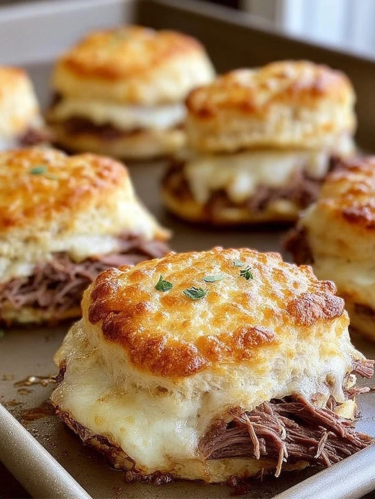 Easy Baked French Dip Biscuits Recipe Homemade French Dip Biscuit Sliders Best Cheese For French Dip Biscuits French Dip B...