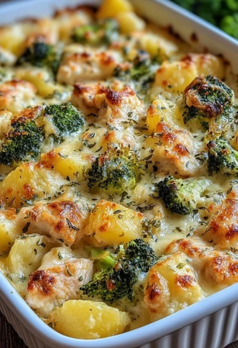 Easy Baked Potato Chicken Broccoli Casserole Recipe Healthy Chicken Broccoli Potato Bake Cheesy Potato Chicken Broccoli Ca...