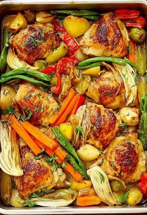 Grandma's Cozy Baked Chicken Recipe Easy Baked Chicken And Vegetables Homemade Baked Chicken With Veggies Cozy Winter Bake...