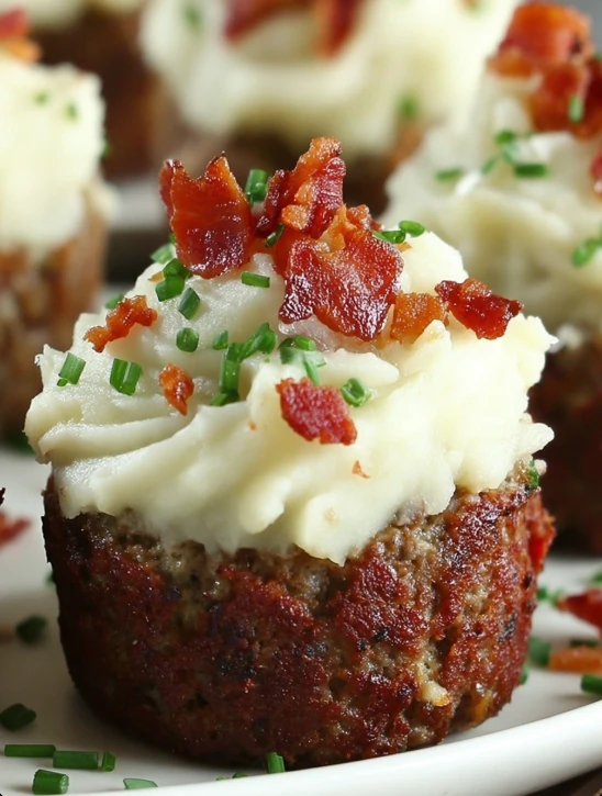 Mini Meatloaf Muffins with Mashed Potato Frosting