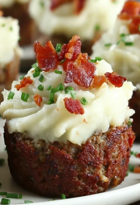 Mini Meatloaf Muffins Mashed Potato Frosting