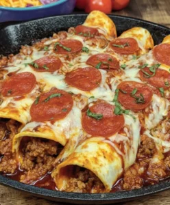 Retro 1950s Diner Pizza-Style Beef Enchiladas