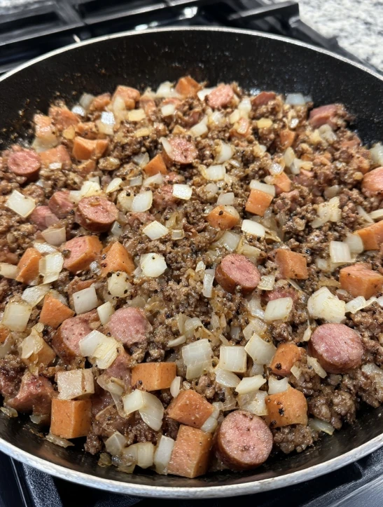 Sausage and Onion Skillet Hash