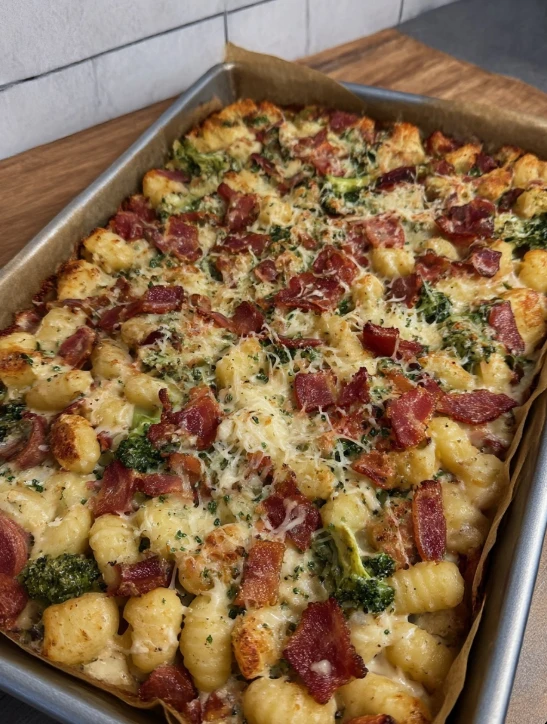 Sheet Pan Bacon Alfredo Gnocchi