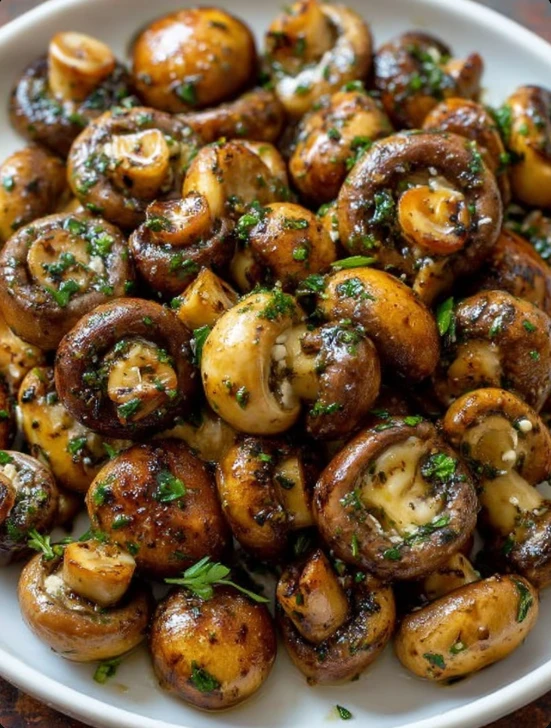 Slow Cooker Garlic Herb Sauted Mushrooms