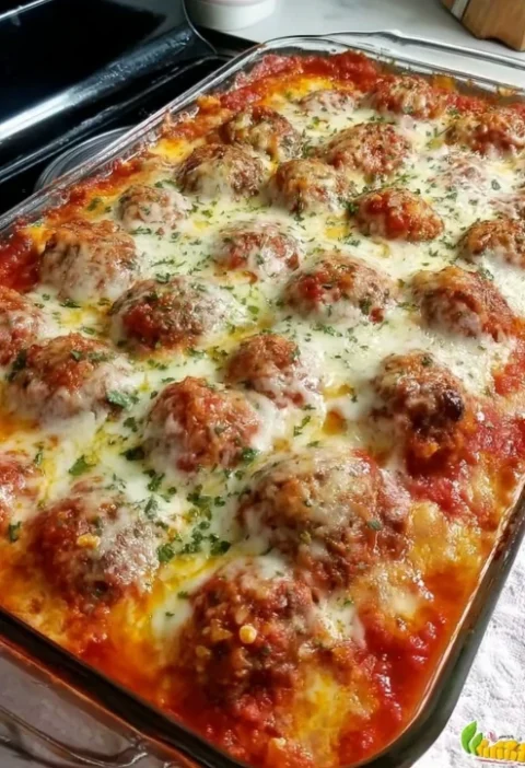 Southern Potluck Dump Bake Meatball Casserole