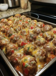 Southern Potluck Baked Cheesy Meatballs