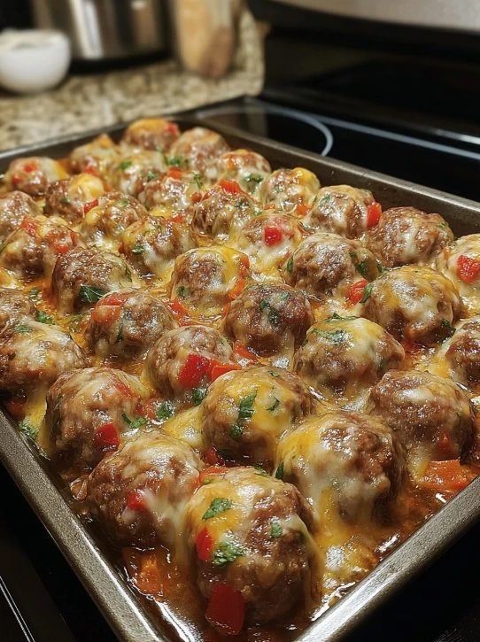 Southern Potluck Meatball Recipes Cheesy Baked Meatballs For Potluck Easy Southern Cheesy Meatball Dishes Low-carb Souther...