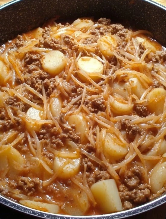 Warm Church Supper Beef Recipe Easy Beef And Potato Fideo Church Potluck Beef Dishes Hearty Beef Fideo For Groups Make-ahe...