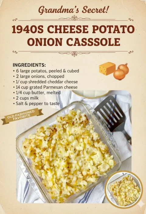 1940s Cheese Potato Onion Casserole