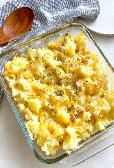 1940s Cheese Potato Onion Casserole