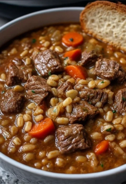 5ingredient Slow Cooker Beef Barley Soup