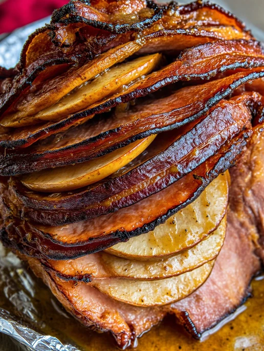 Apple Slice-Stuffed Honey Mustard Ham