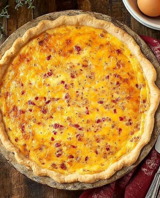 Bacon and Pimento Cheese Quiche