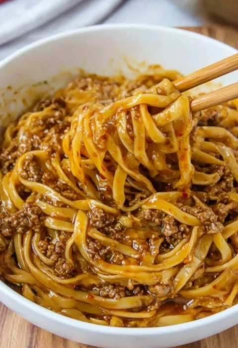 Mongolian Ground Beef Noodles