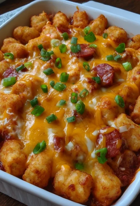 Chili Cheese Dog Tater Tot Casserole