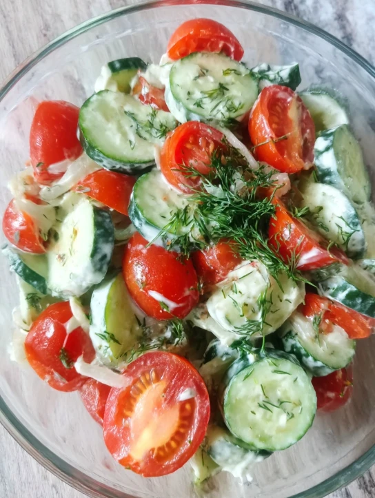 Creamy Cucumber Tomato Salad