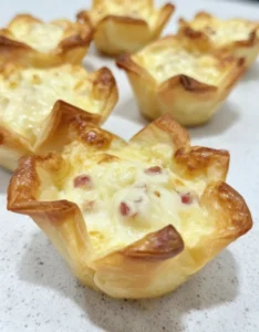 Ham and Cheese Wonton Bites