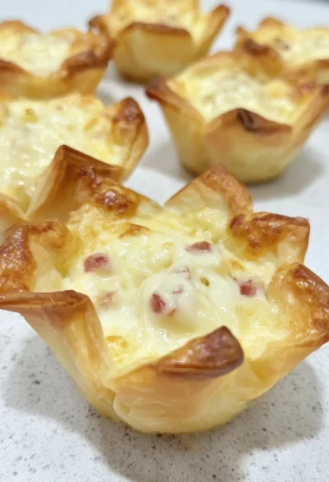 Ham Cheese Wonton Bites