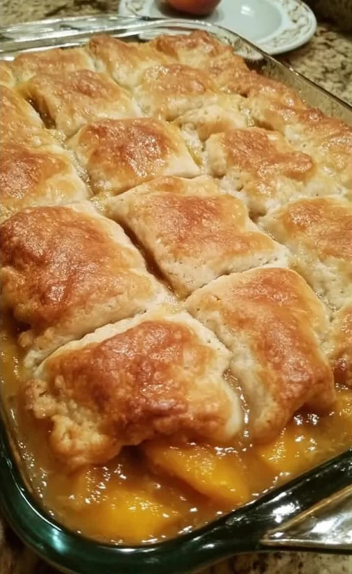 Hot peach cobbler