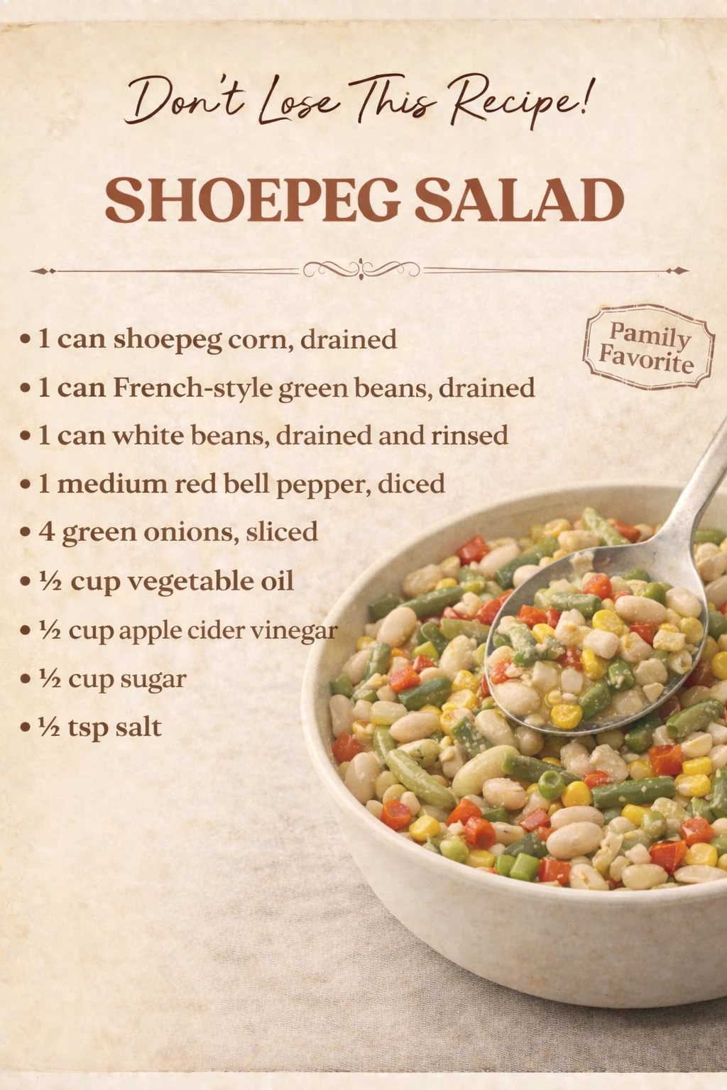 Retro Bakery Style Shoepeg Salad