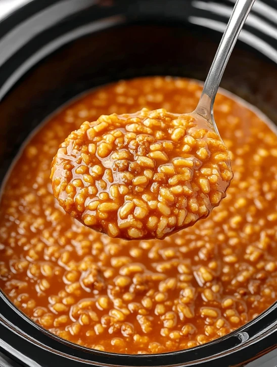 Slow Cooker Beef Rice Casserole