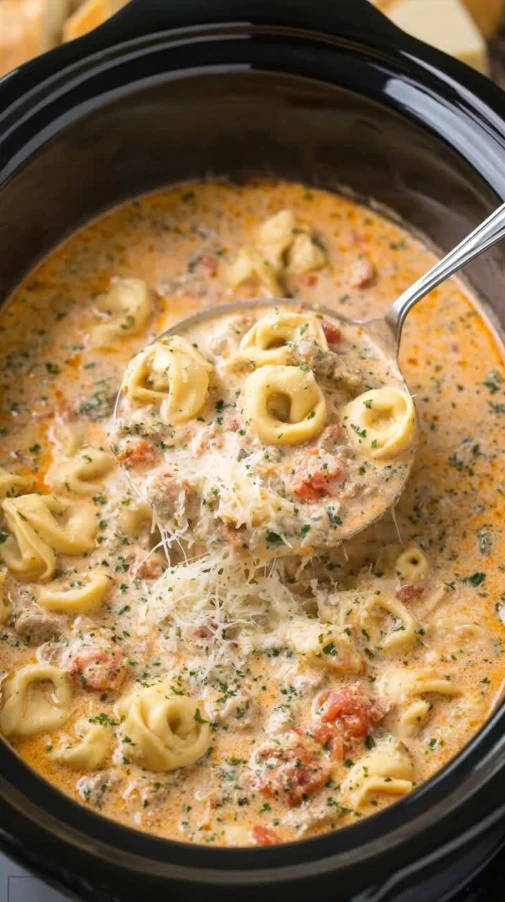 Slow Cooker Creamy Tortellini Soup