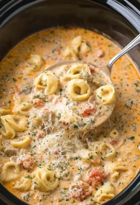 Slow Cooker Creamy Tortellini Soup