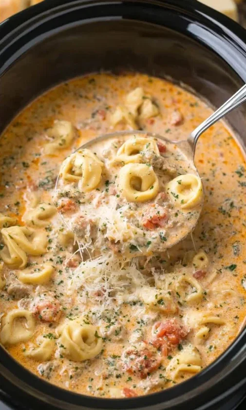 Slow Cooker Creamy Tortellini Soup