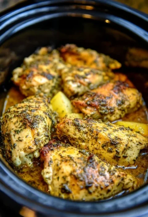 Slow Cooker Herbcrusted Chicken Fillets Lemon Garlic Sauce