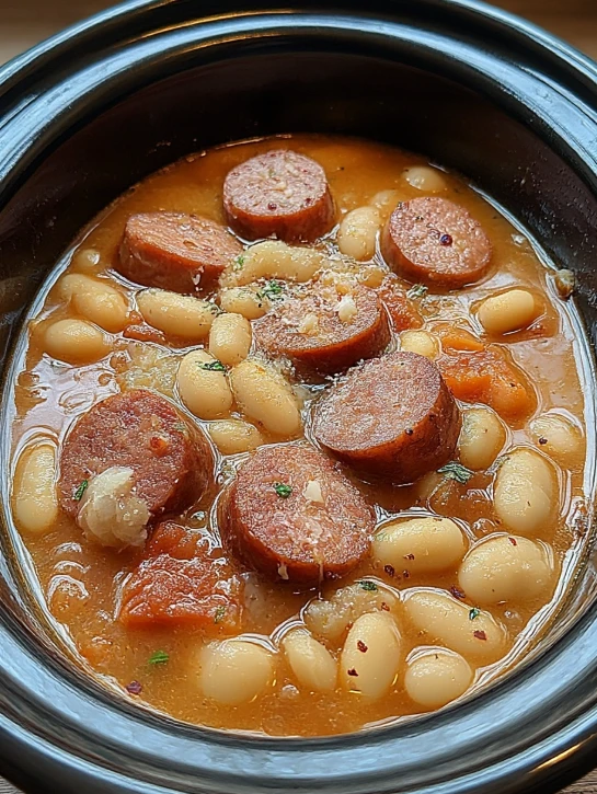 Slow Cooker Smoked Sausage and Bean Stew